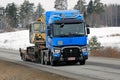 Blue Renault Trucks T Hauls Construction Equipment Royalty Free Stock Photo